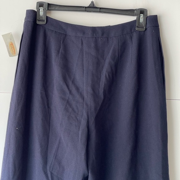 NWT! ($108) Women's Petite Navy Pleated Pants Trouser Relaxed Fit 100% Wool, 10P - Picture 7 of 11